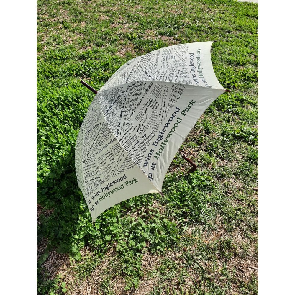 Vintage Inglewood Hollywood Park Horse Head Umbrella Deadstock Newspaper Print R